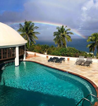Rainbow out to sea.