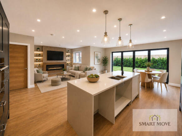Virtually Staged Kitchen Family Room