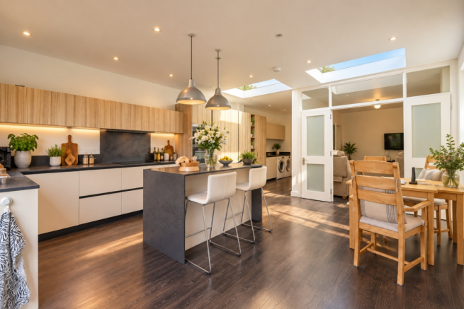 Bright Contemporary Kitchen and Dining Interior