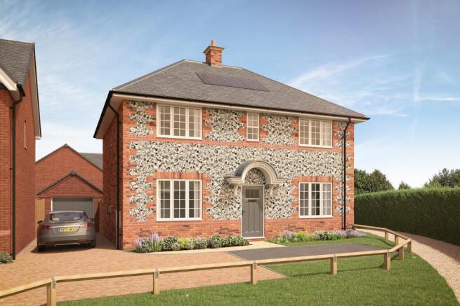 A charming two-story brick house with a patterned exterior