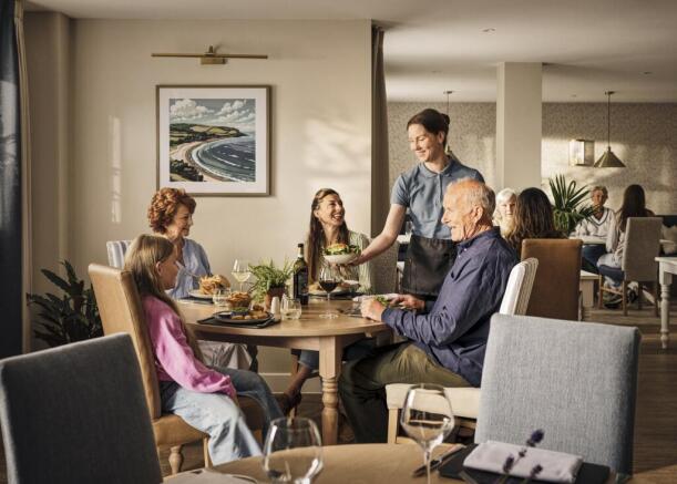 Inside with family at Jacob Place