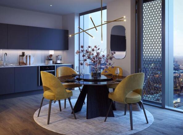 Stylish open-plan kitchen and dining space...