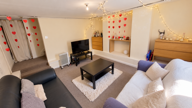 Cozy Heart-Lit Basement Lounge