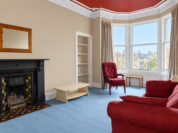 Traditional Victorian Living Room with Bay Window
