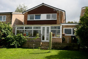The rear of the hous