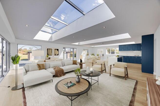 Virtually staged Living area & Kitchen