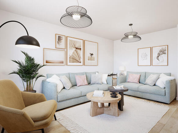 Internal image of the living room in the curdridge CGI