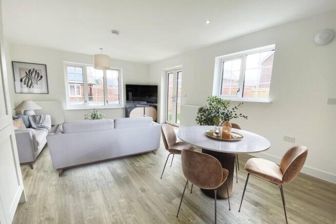 Open plan layout with French doors to the rear garden
