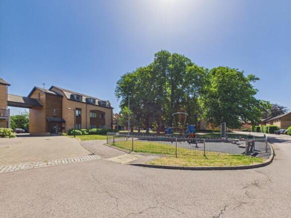 Apartment building with nearby play area