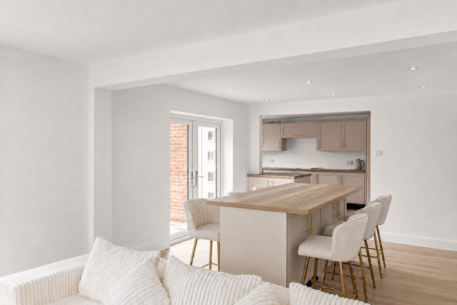 Open Plan Family Dining Room Into Kitchen