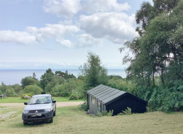 Garage and view beyond