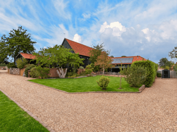 Exterior of The Tithe Barn Sisland showing black t