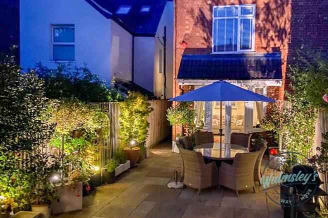 Rear elevation at night