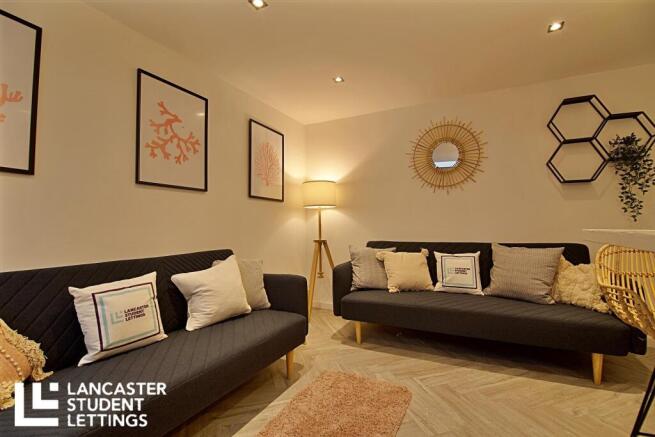 Stylish lounge with sleek sofas and modern deco...