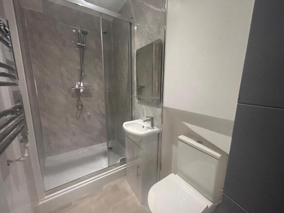 Modern shower bathroom with clean fittings...