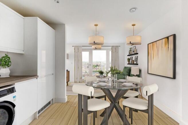 staged dining area
