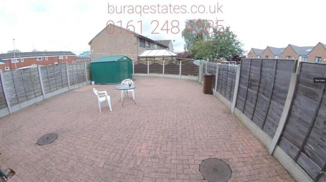 Expansive paved garden for social gatherings...