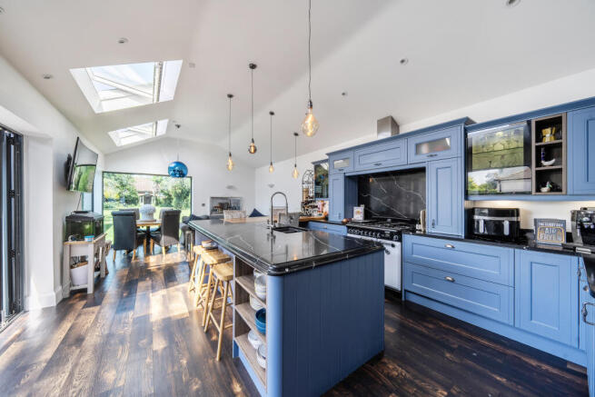 Open plan kitchen with island