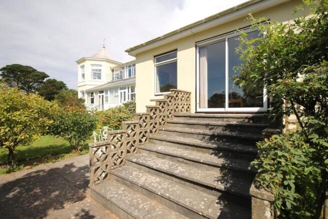 steps down to patio