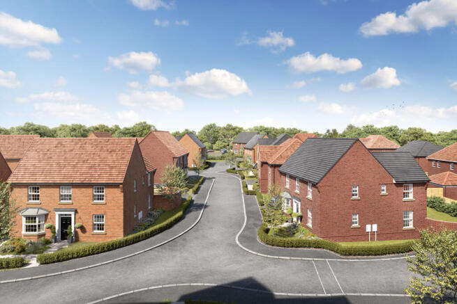 CGI street scene of plots at Grey Towers Village