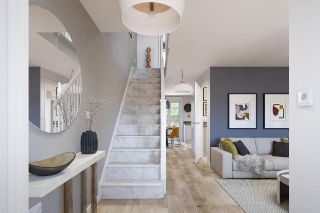 The entrance hallway opens onto the open plan ground floor
