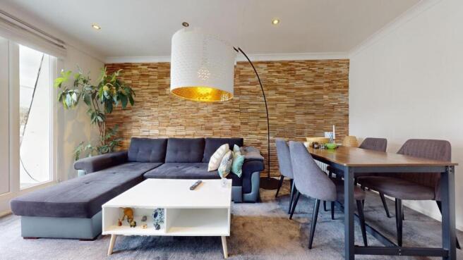 Bright, modern open-plan living and dining area...
