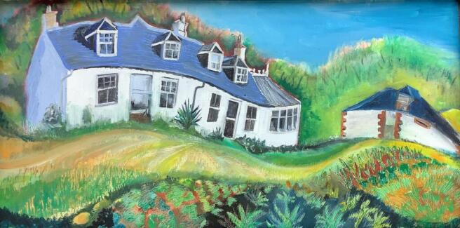 Painting of Merkland House, by Jill Hargan