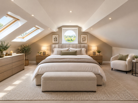 CGI image of Main bedroom / second sitting room
