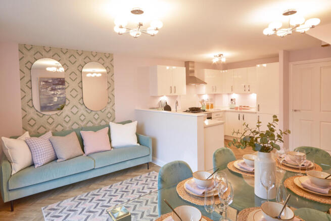 Open plan kitchen with dining area in the Haversham 4 bedroom home