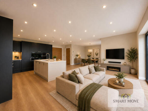 Virtually Staged Kitchen Family Room