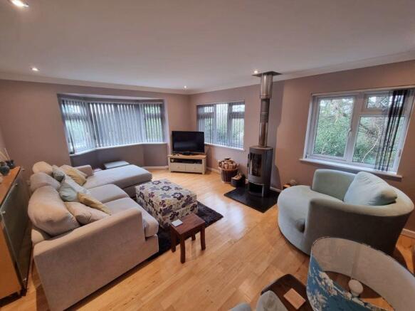Living room with log burner