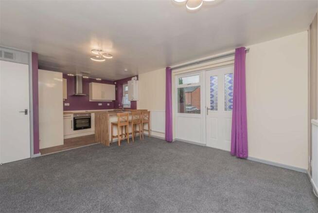 Open Plan Living Room & Fitted Kitchen: