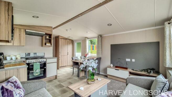 Open plan lounge and dining area in the Swift Roya