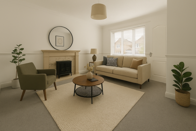 digitally staged to illustrate how the space can b