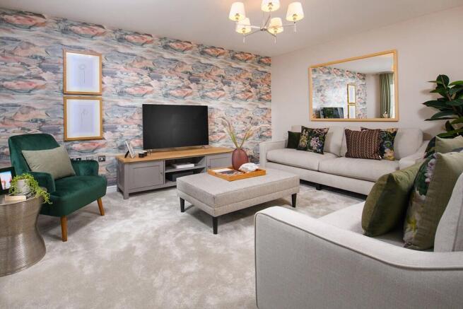 Open plan lounge with plenty of space for an L shaped sofa