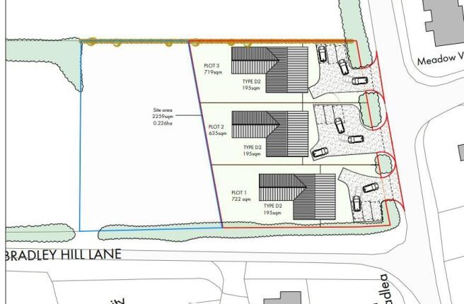 Plan showing siting of the 3 proposed new dwelling
