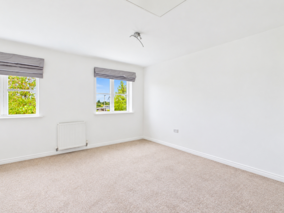 Bright empty room with blue sky