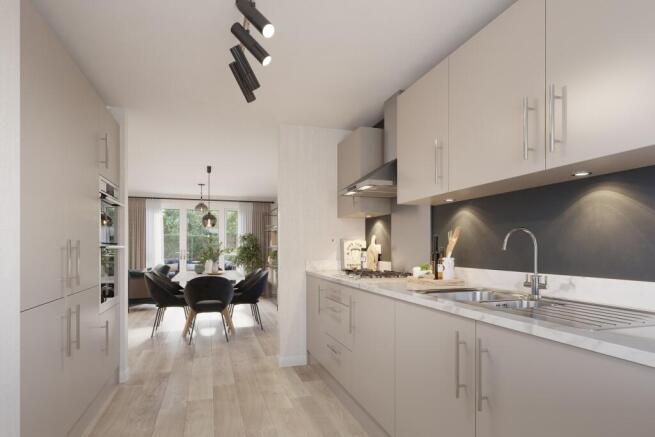 internal cgi of kitchen diner in the hemlock at highgrove