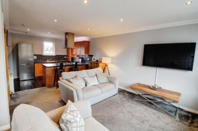 Open plan lounge dining kitchen