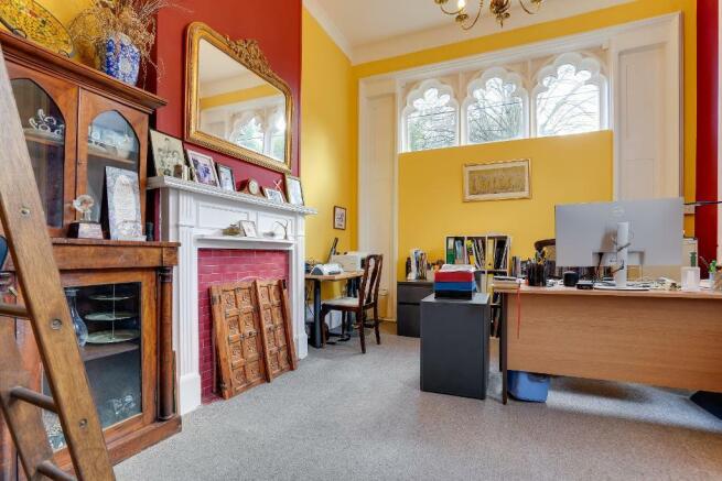 Study with open fire place
