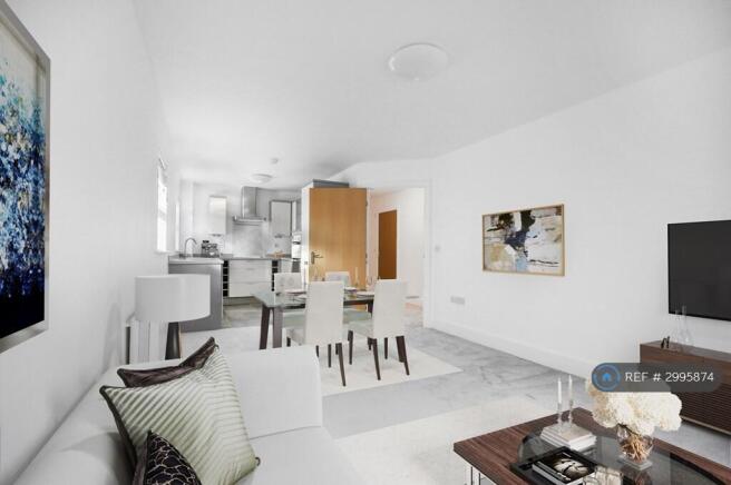 Living Area, Kitchen (Virtually Staged)