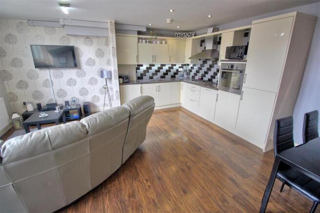 Open Plan Living Room with Kitchen and Dining room