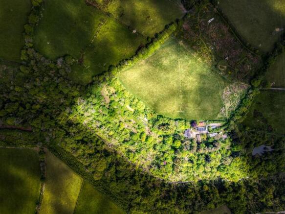 overhead view of land and property