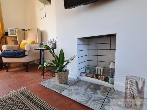 Fireplace and chair