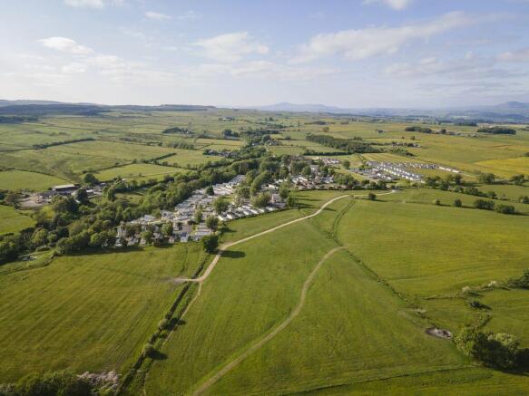 Aerial drone view of Bowland Fell Holiday Park and