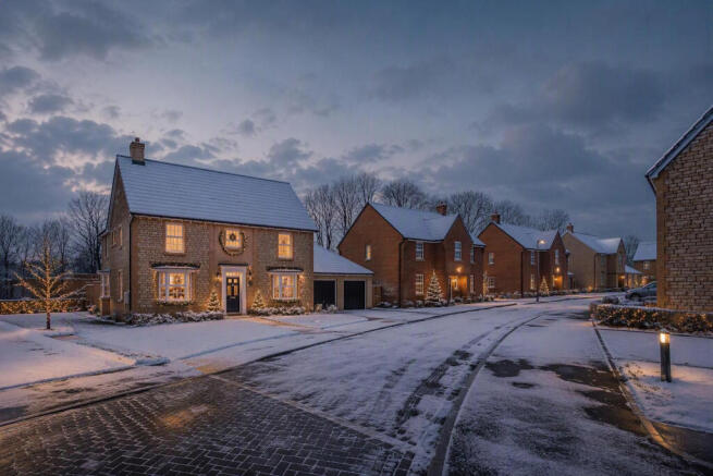 external street scene of Romans Quarter with christmas edit