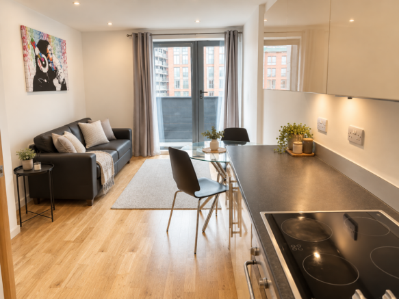 living space with balcony