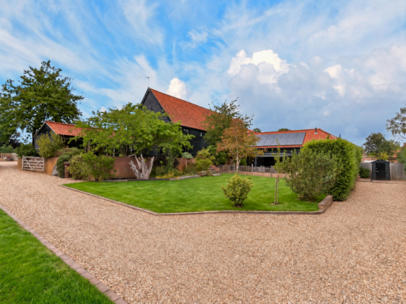 Exterior of The Tithe Barn Sisland showing black t