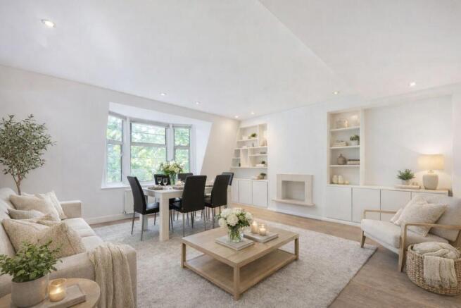 Bright and airy modern living space without flame.