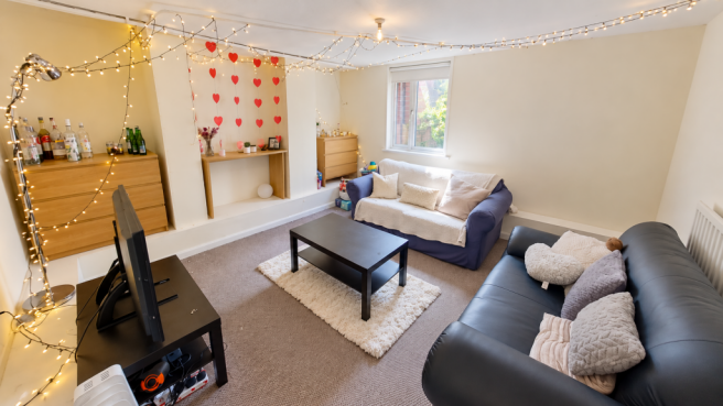 Cozy Living Room with Fairy Lights